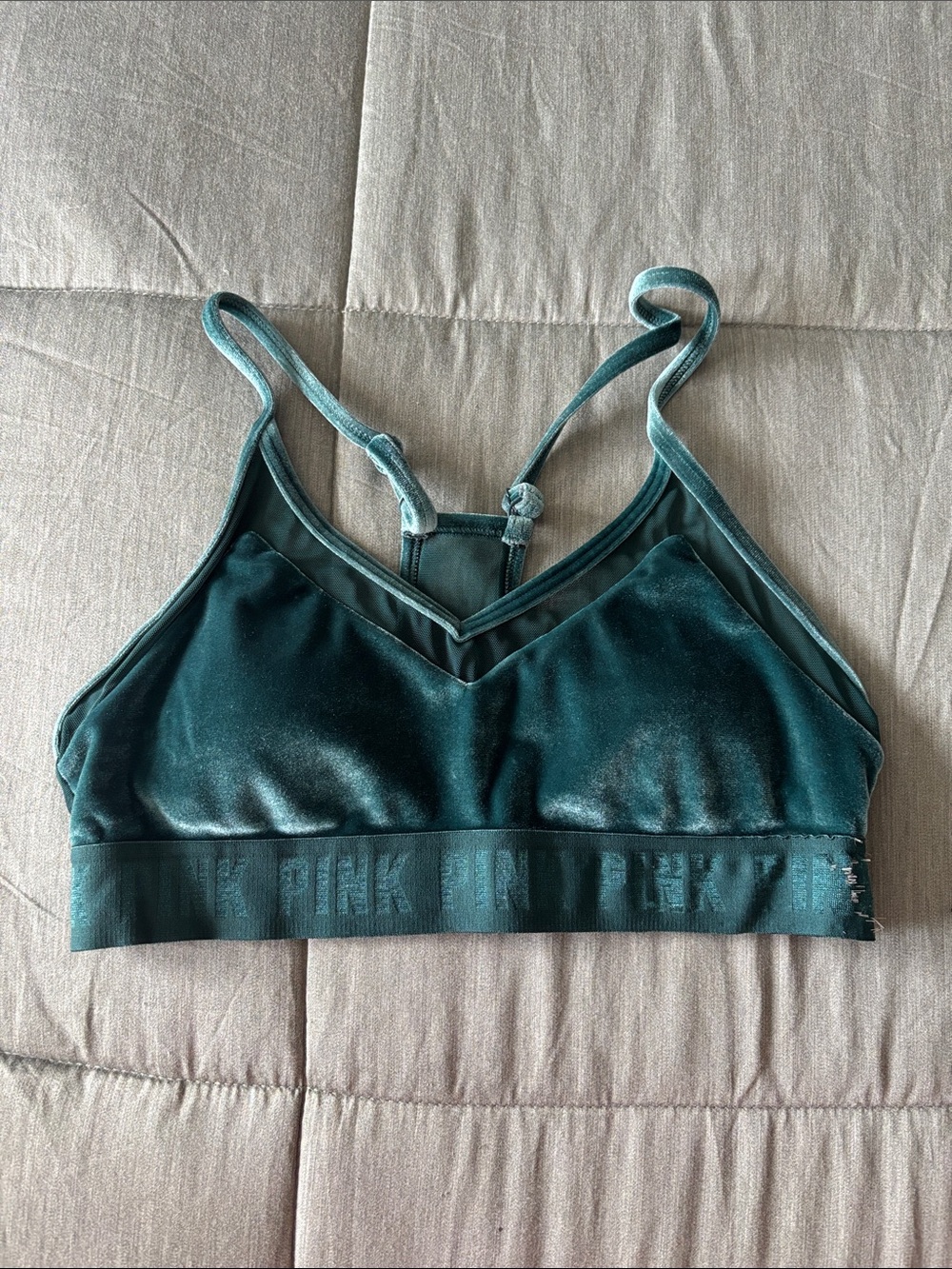 PINK Victoria's Secret Velvet Bralette in Teal
